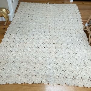 Vintage Hand Crocheted popcorn stitch tablecloth or Bed Coverlet